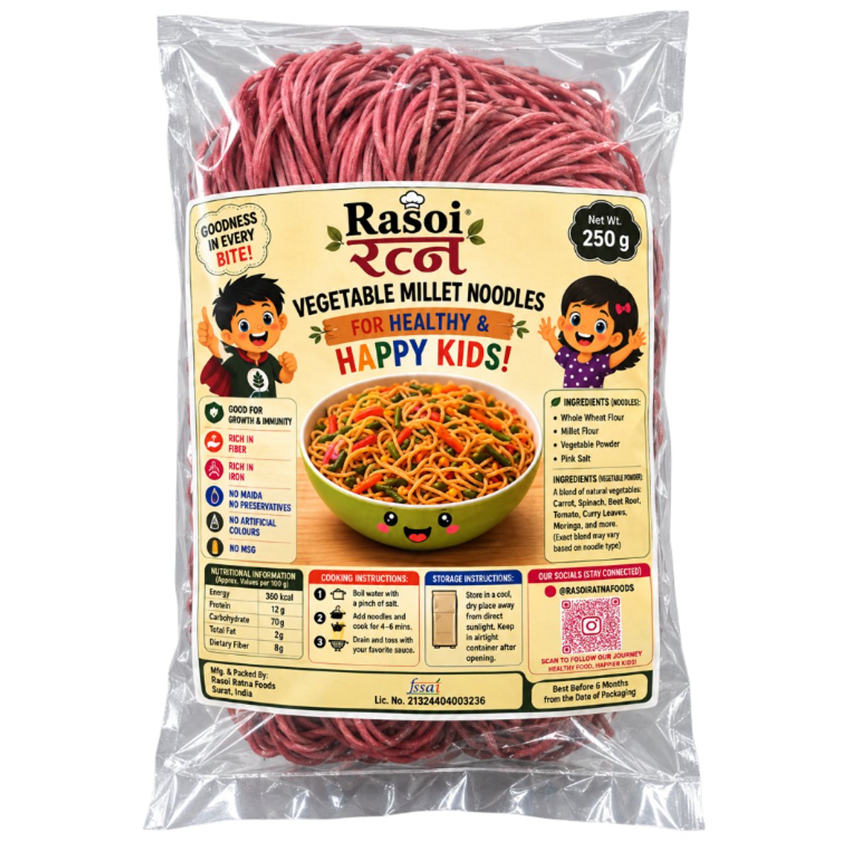 Khapli Wheat Beetroot noodles ( no maida )