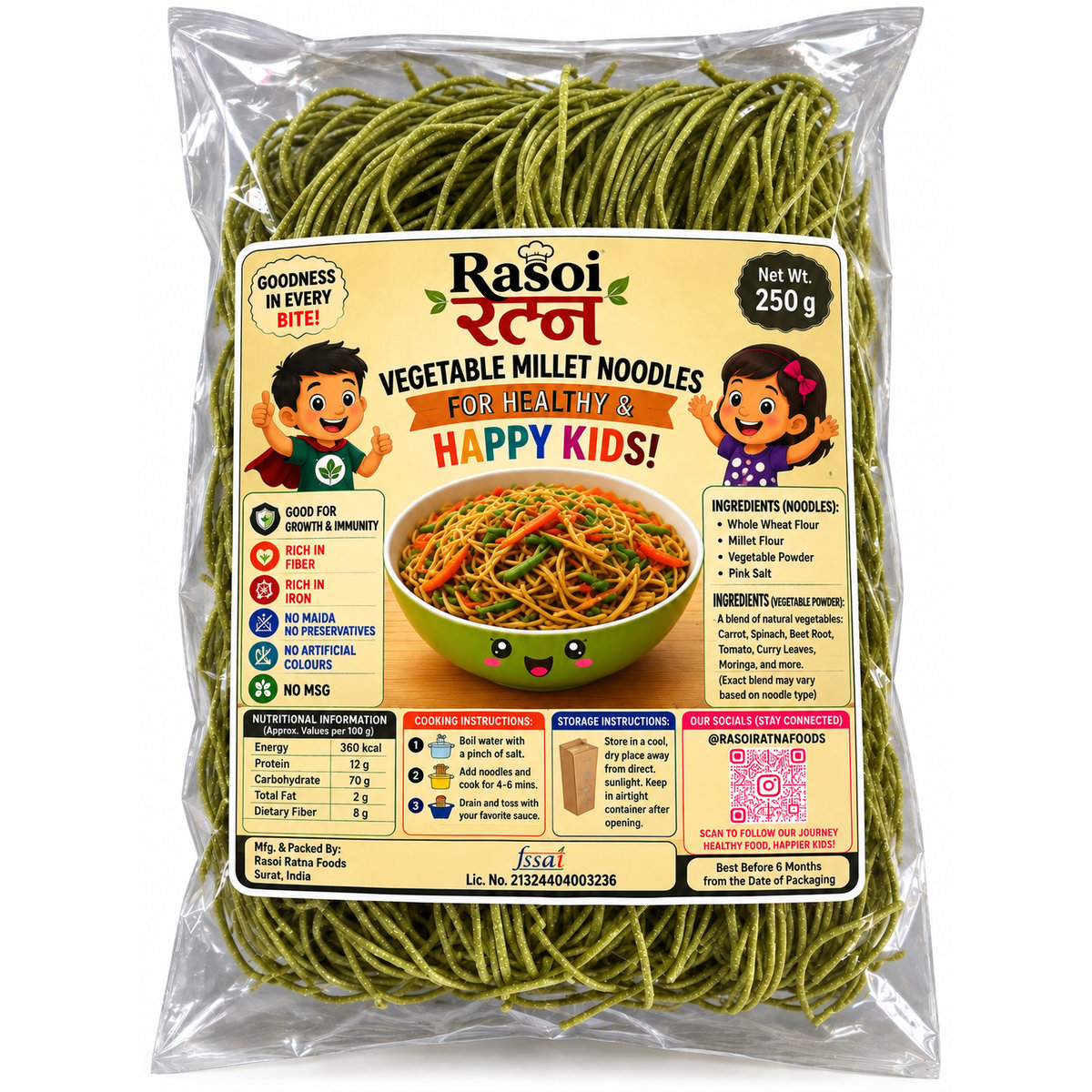 Whole Khapli wheat Moringa Noodles