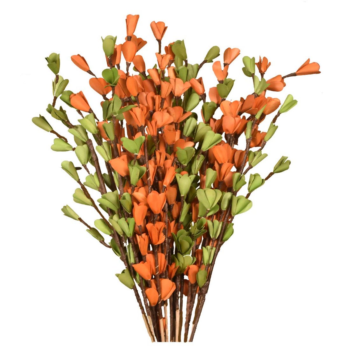 Palm Leaves Lily Long Floral Bunches Handmade (Green & Orange) Long 30 Inches One Bunch of Flower 15 stick
