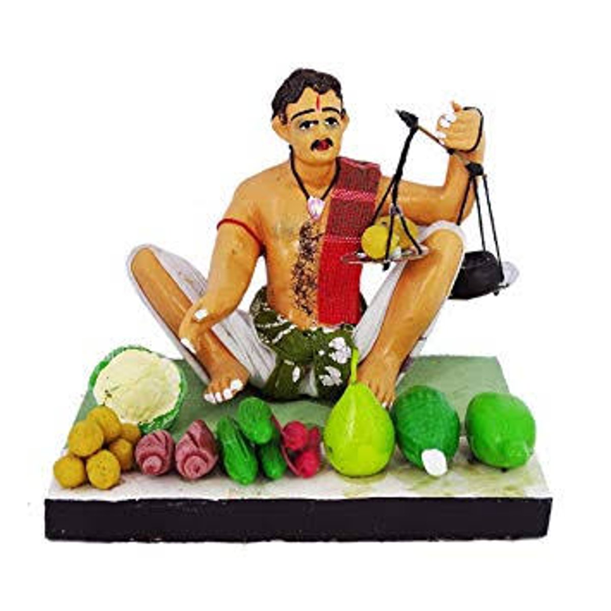 Vegetable Vendor Figurine | Handmade Krishnanagar Clay Doll | Bengali Village Market Art | Table Decor & Housewarming Gift (Vegetable Vendor Figurine, Male)