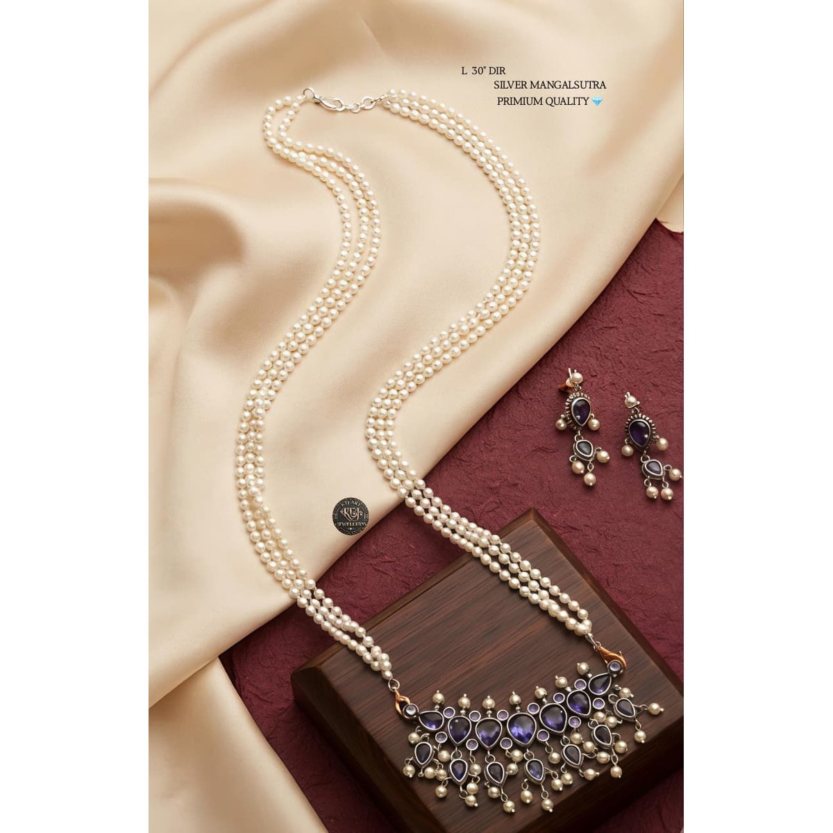 30" Pearl pendant with earrings