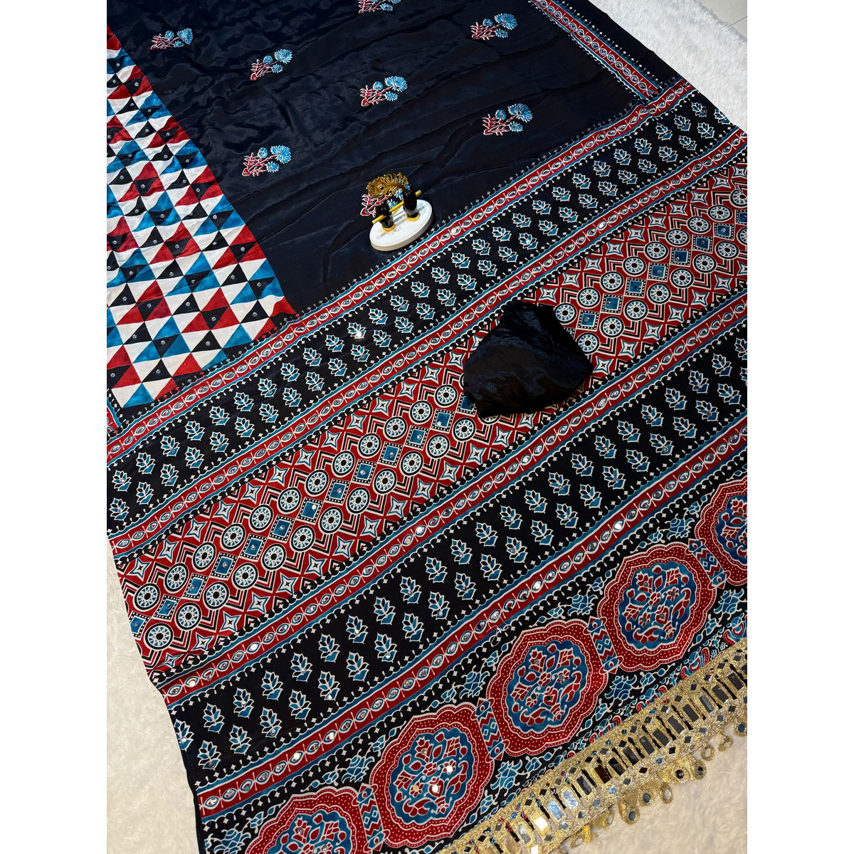 Pure Ajrakh sartin viscos silk