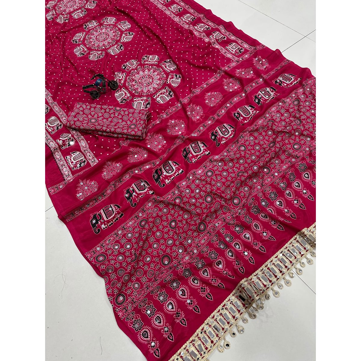 Pure Arjakh Sartin viscous silk saree with designer print Sarees