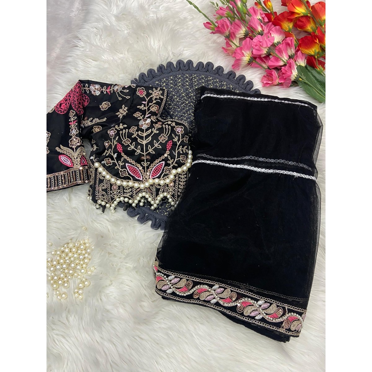 Premium Net Embellished With Beautiful Embroidery