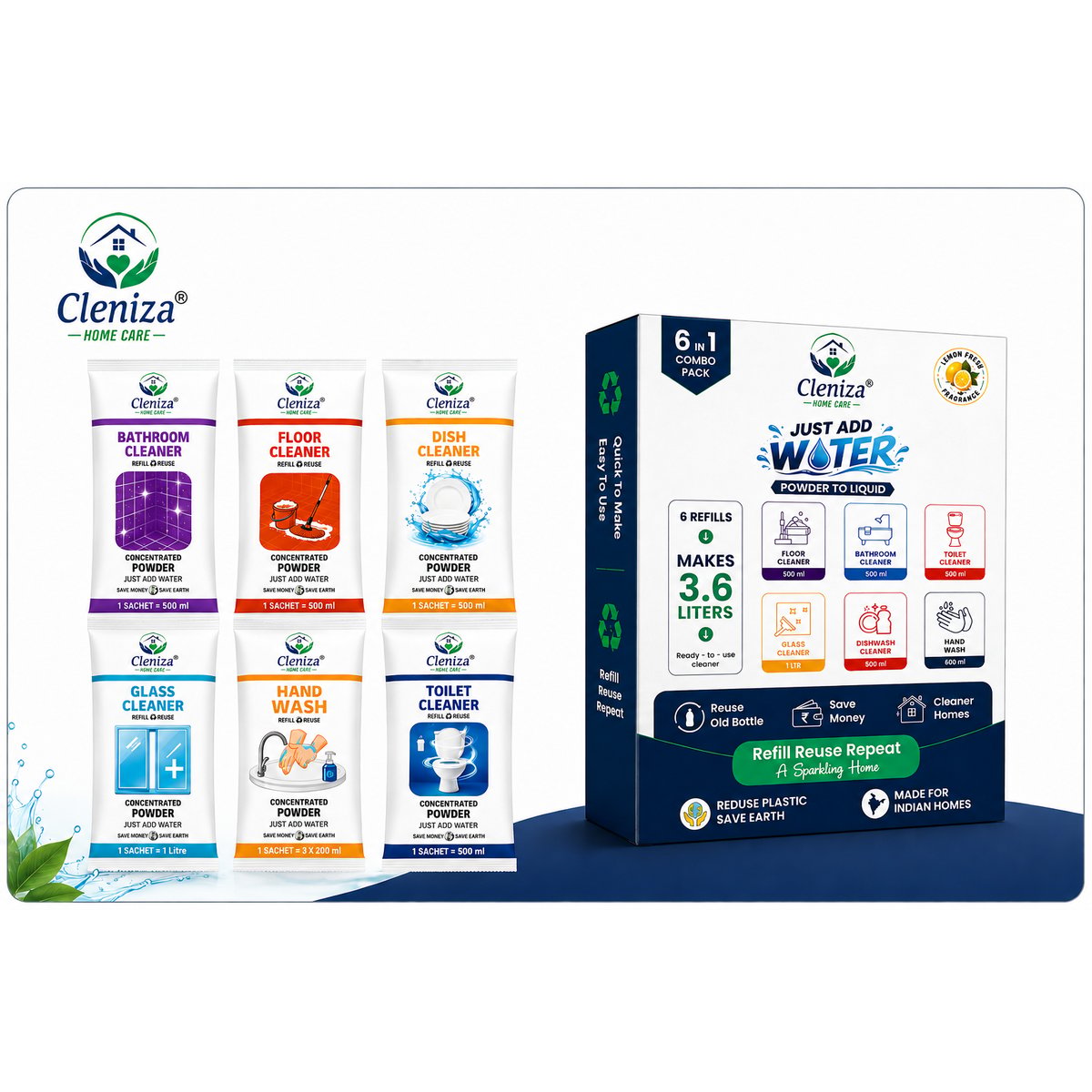 Cleniza HomeCare 6 in 1 Powder to Liquid Cleaner