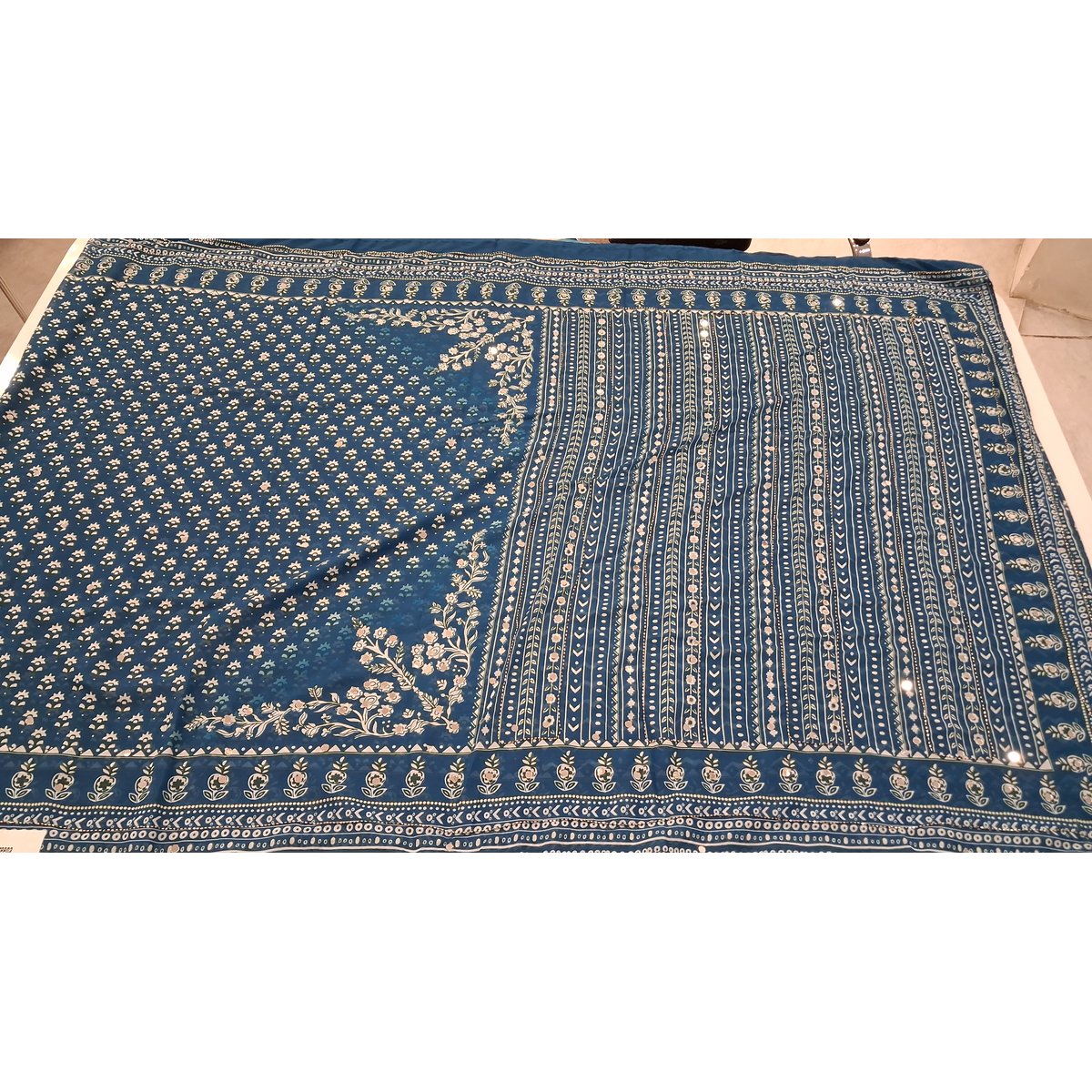 Chiffon mirror work saree 